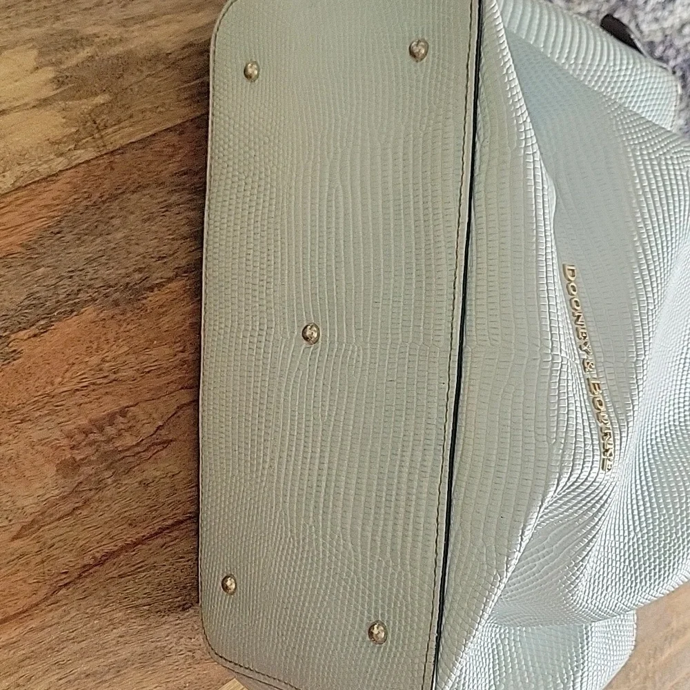 Dooney & Bourke White/Light Blue Lizard Satchel - Picture 13 of 17